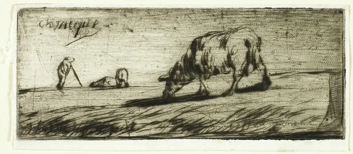 Framed Print : A Sheep Grazing, 1849. Creator: Jean Francois Millet Framed Print : A Sheep Grazing, 1849. Creator: Jean Francois Millet