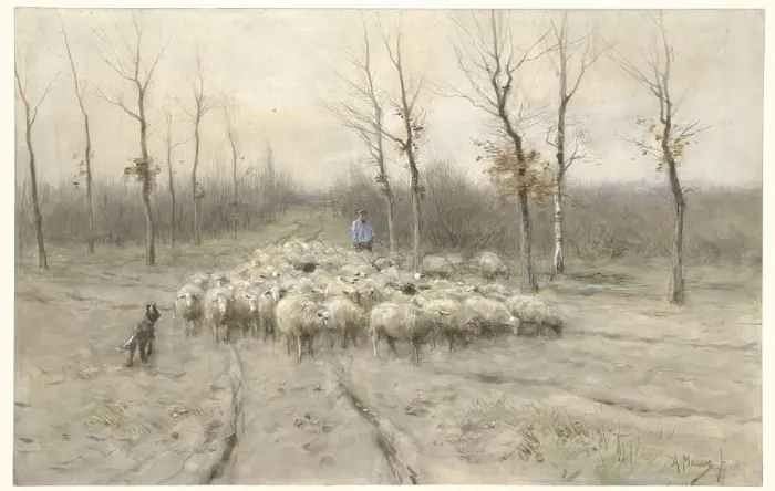 Framed Print : Sheep herd on the heathland near Laren, 1848-1888. Creator: Anton Mauve Framed Print : Sheep herd on the heathland near Laren, 1848-1888. Creator: Anton Mauve