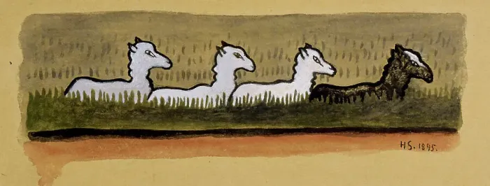 Framed Print : Sheep in Line, 1895. Creator: Hugo Simberg Framed Print : Sheep in Line, 1895. Creator: Hugo Simberg