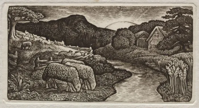 Framed Print : The Sheep of His Pasture, 1828. Creator: Edward Calvert (British, 1799-1883) Framed Print : The Sheep of His Pasture, 1828. Creator: Edward Calvert (British, 1799-1883)