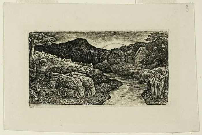 Framed Print : The Sheep of this Pasture, n.d. Creator: Edward Calvert