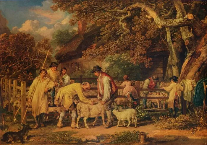 Framed Print : Sheep Shearing, 1828, (1938). Artist: James Ward Framed Print : Sheep Shearing, 1828, (1938). Artist: James Ward