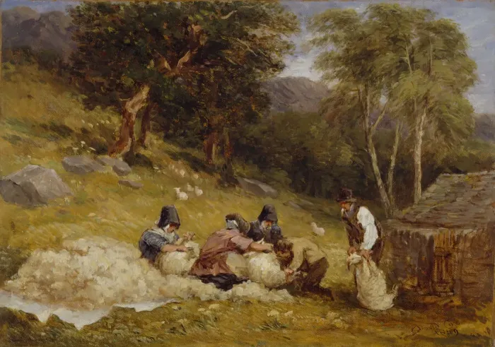 Framed Print : Sheep Shearing, 1849. Creator: David Cox the elder Framed Print : Sheep Shearing, 1849. Creator: David Cox the elder