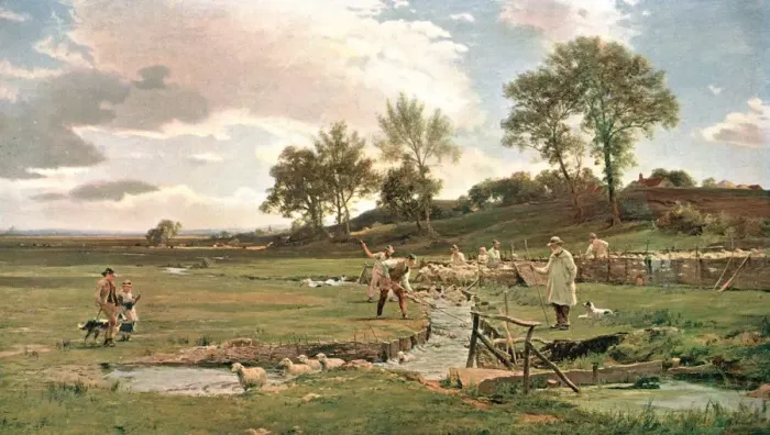 Framed Print : Sheep-Washing in Sussex, c1889, (c1902). Creator: Unknown Framed Print : Sheep-Washing in Sussex, c1889, (c1902). Creator: Unknown