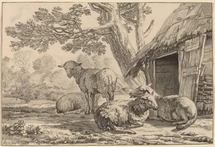 Framed Print : Sheepcote, 1781, published 1787. Creator: Cornelis Brouwer Framed Print : Sheepcote, 1781, published 1787. Creator: Cornelis Brouwer