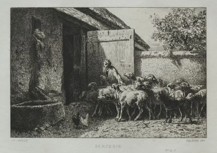 Framed Print : Sheepfold. Creator: Charles-Emile Jacque (French, 1813-1894) Framed Print : Sheepfold. Creator: Charles-Emile Jacque (French, 1813-1894)