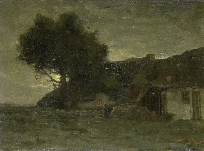 Framed Print : A Sheepfold at Nightfall, c.1870-c.1904. Creator: Theophile de Bock Framed Print : A Sheepfold at Nightfall, c.1870-c.1904. Creator: Theophile de Bock