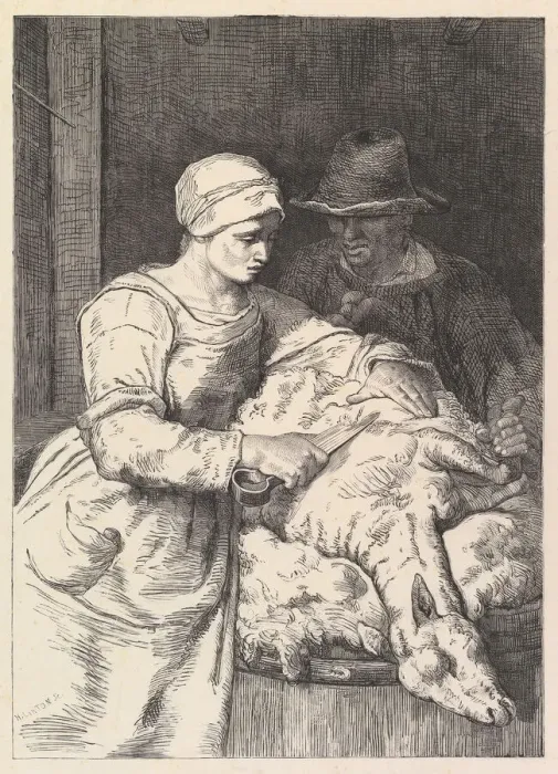 Framed Print : The Sheepshearer, 19th century. Creator: Henry Linton Framed Print : The Sheepshearer, 19th century. Creator: Henry Linton