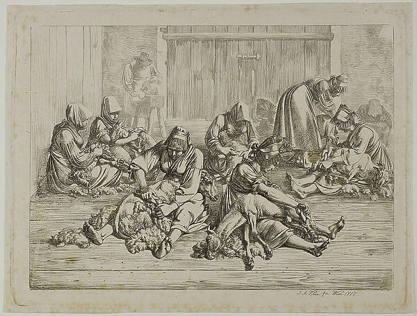 Sheepshearing, 1818. Creator: Johann Adam Klein