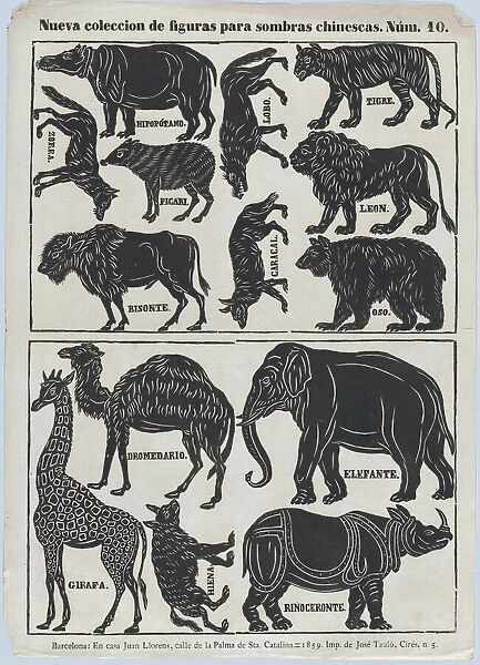 Sheet 10 of figures for Chinese shadow puppets, 1859. Creator: Juan Llorens