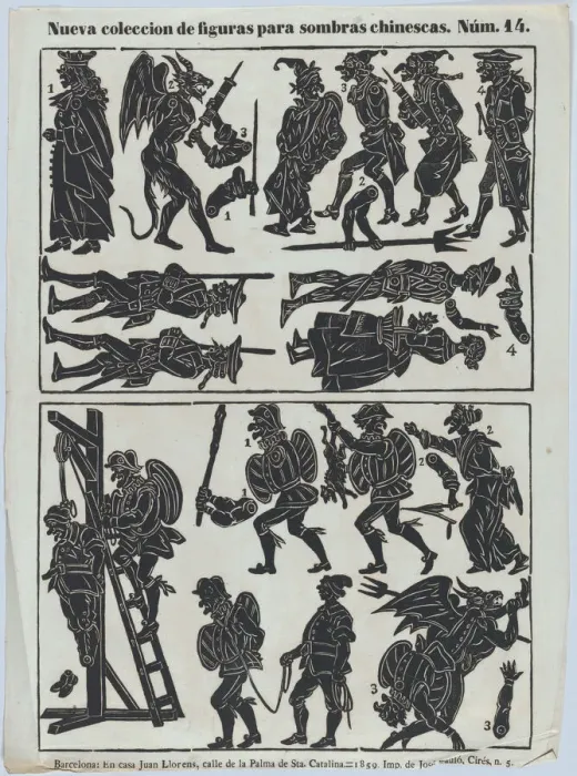 Framed Print : Sheet 14 of figures for Chinese shadow puppets, 1859. Creator: Juan Llorens Framed Print : Sheet 14 of figures for Chinese shadow puppets, 1859. Creator: Juan Llorens