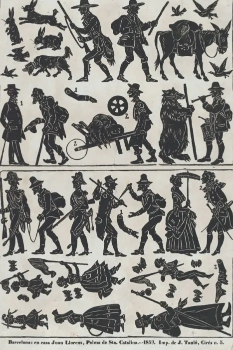 Framed Print : Sheet 2 of figures for Chinese shadow puppets, 1859. Creator: Juan Llorens Framed Print : Sheet 2 of figures for Chinese shadow puppets, 1859. Creator: Juan Llorens