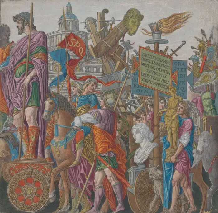 Framed Print : Sheet 2: A triumphal chariot, from The Triumph of Julius Caesar, 1599 Framed Print : Sheet 2: A triumphal chariot, from The Triumph of Julius Caesar, 1599