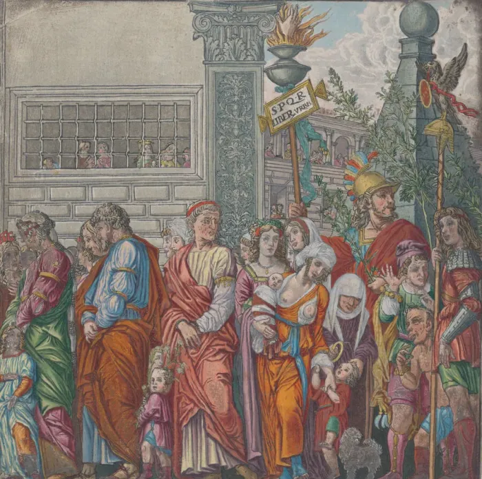 Framed Print : Sheet 7: procession, from The Triumph of Julius Caesar, 1599. Creator: Bernardo Malpizzi