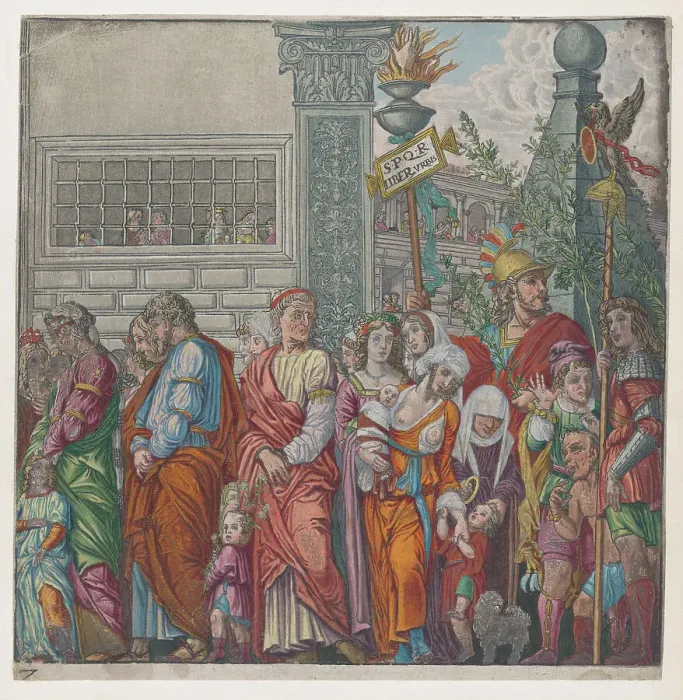 Framed Print : Sheet 7: Procession, from The Triumph of Julius Caesar, 1599. Creator: Andreani, Andrea (c. 1540-after 1610) Framed Print : Sheet 7: Procession, from The Triumph of Julius Caesar, 1599. Creator: Andreani, Andrea (c. 1540-after 1610)