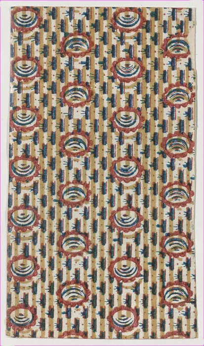 Framed Print : Sheet with abstract and stripe pattern, 19th century. Creator: Anon Framed Print : Sheet with abstract and stripe pattern, 19th century. Creator: Anon