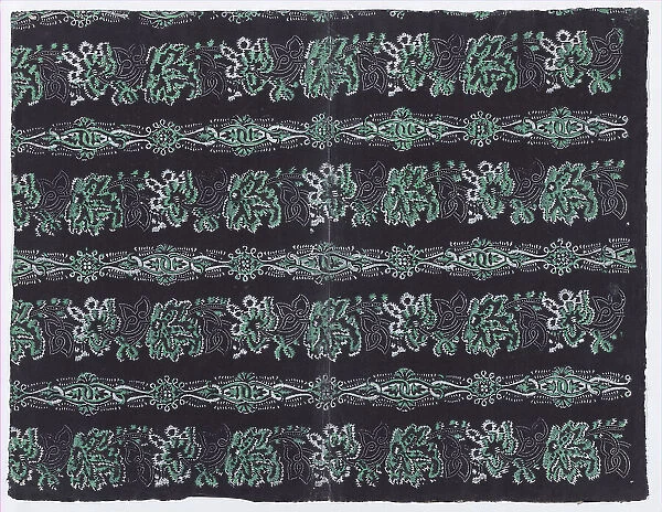 Sheet with four borders with abstract patterns, 19th century. Creator: Anon