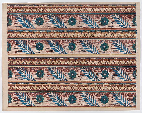 Sheet with two borders with flower and leaf designs, late 18th-mid-1... late 18th-mid-19th century. Creator: Anon