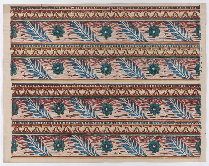 Framed Print : Sheet with two borders with flower and leaf designs, late 18th-mid-1... late 18th-mid-19th century. Creator: Anon Framed Print : Sheet with two borders with flower and leaf designs, late 18th-mid-1... late 18th-mid-19th century. Creator: Anon