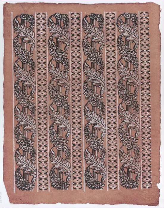 Framed Print : Sheet with four borders with a garland of acanthus leaves and flower... late 18th-mid-19th century. Creator: Anon Framed Print : Sheet with four borders with a garland of acanthus leaves and flower... late 18th-mid-19th century. Creator: Anon