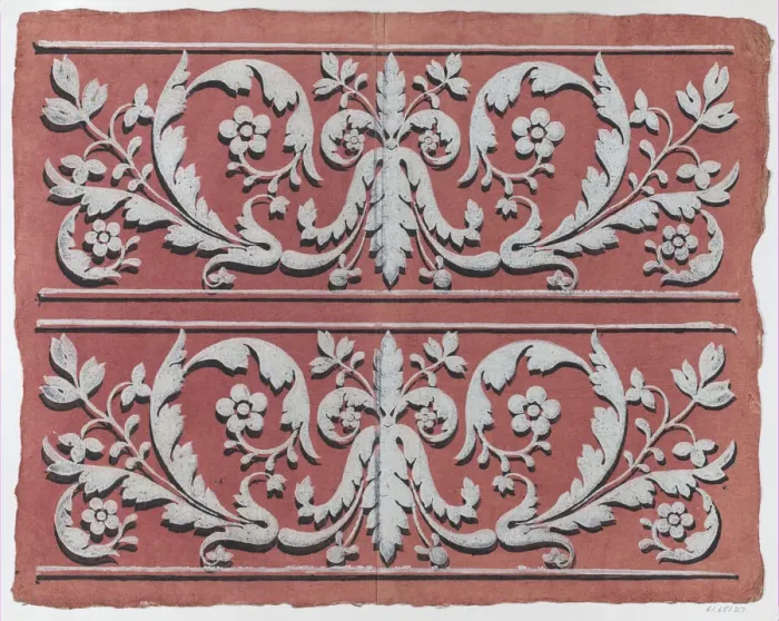Framed Print : Sheet with two borders with rinceau motif, late 18th-mid-19th century. late 18th-mid-19th century. Creator: Anon Framed Print : Sheet with two borders with rinceau motif, late 18th-mid-19th century. late 18th-mid-19th century. Creator: Anon