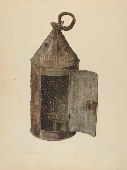 Framed Print : Sheet Iron Lantern, c. 1938. Creator: Isabelle De Strange Framed Print : Sheet Iron Lantern, c. 1938. Creator: Isabelle De Strange