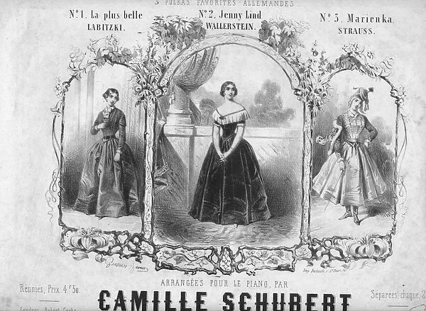 Sheet music for three polkas, mid 19th century. Creator: Unknown