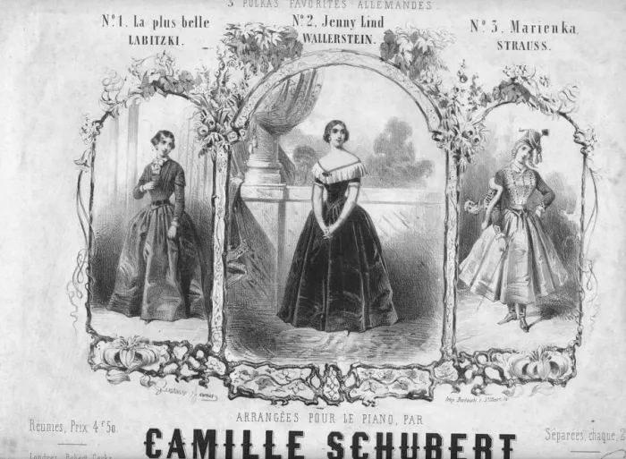 Framed Print : Sheet music for three polkas, mid 19th century. Creator: Unknown Framed Print : Sheet music for three polkas, mid 19th century. Creator: Unknown