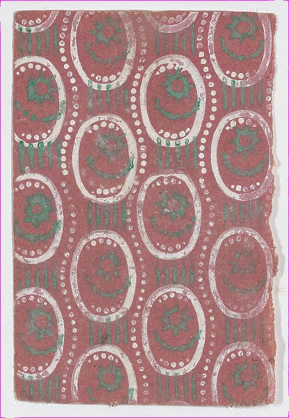 Sheet with oval and dot pattern, 19th century. Creator: Anon