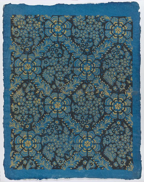 Sheet with overall black and gold floral pattern, late 18th-mid-19th... late 18th-mid-19th century. Creator: Anon