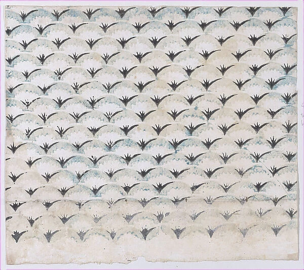Sheet with overall curved abstract pattern, 19th century. Creator: Anon