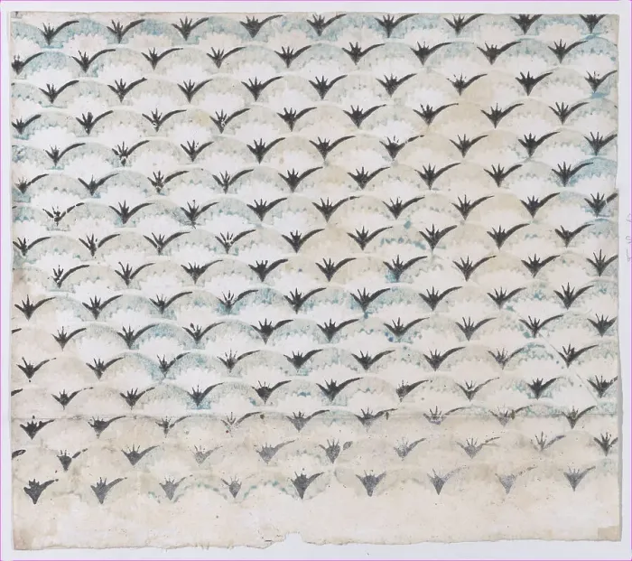 Framed Print : Sheet with overall curved abstract pattern, 19th century. Creator: Anon Framed Print : Sheet with overall curved abstract pattern, 19th century. Creator: Anon
