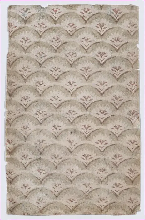 Framed Print : Sheet with overall curved abstract pattern, 19th century. Creator: Anon Framed Print : Sheet with overall curved abstract pattern, 19th century. Creator: Anon