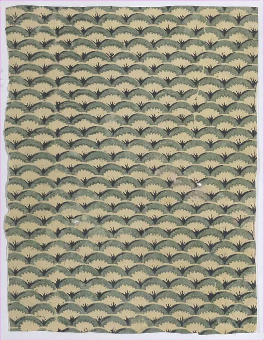 Framed Print : Sheet with overall curved abstract pattern, 19th century. Creator: Anon Framed Print : Sheet with overall curved abstract pattern, 19th century. Creator: Anon