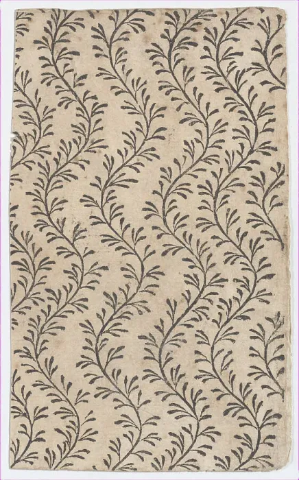 Framed Print : Sheet with overall curved vine pattern, 19th century. Creator: Anon Framed Print : Sheet with overall curved vine pattern, 19th century. Creator: Anon