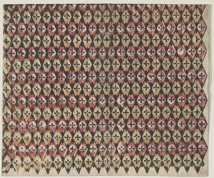 Framed Print : Sheet with overall diamond pattern, 19th century. Creator: Anon Framed Print : Sheet with overall diamond pattern, 19th century. Creator: Anon