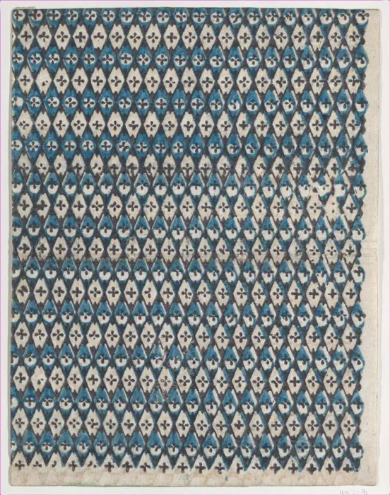 Framed Print : Sheet with overall diamond pattern, late 18th-mid-19th century. late 18th-mid-19th century. Creator: Anon