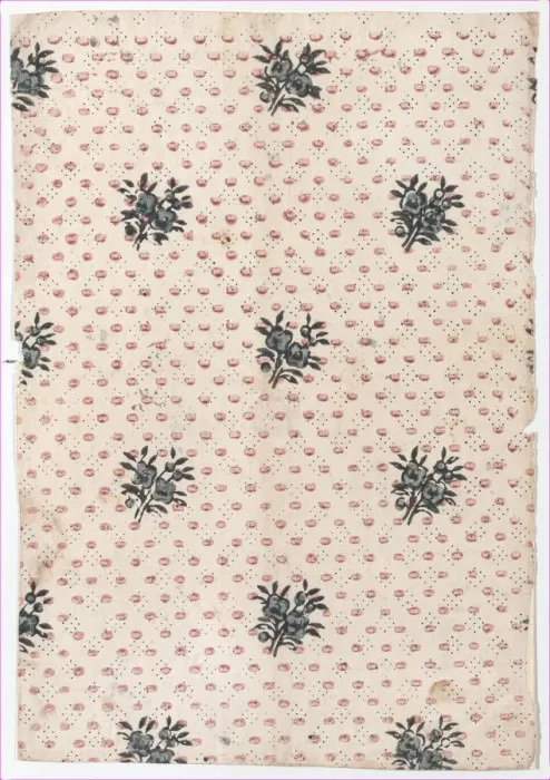 Framed Print : Sheet with an overall floral and dot pattern, late 18th-mid-19th cen... late 18th-mid-19th century. Creator: Anon Framed Print : Sheet with an overall floral and dot pattern, late 18th-mid-19th cen... late 18th-mid-19th century. Creator: Anon