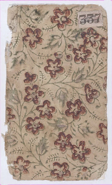 Sheet with an overall floral pattern, 19th century. Creator: Anon