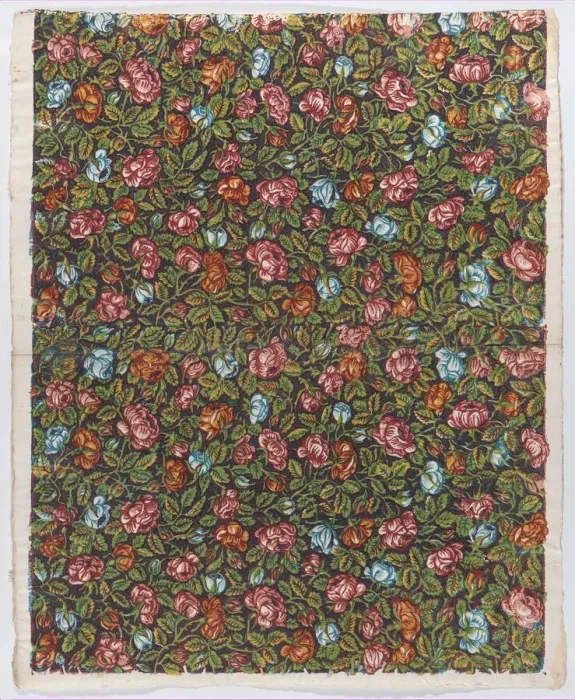 Framed Print : Sheet with overall floral pattern on a dark background, late 18th-mi... late 18th-mid-19th century. Creator: Anon Framed Print : Sheet with overall floral pattern on a dark background, late 18th-mi... late 18th-mid-19th century. Creator: Anon