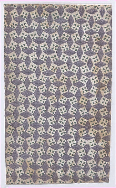 Sheet with overall geometric pattern, 19th century. Creator: Anon