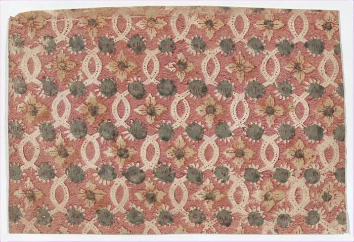 Framed Print : Sheet with overall lattice pattern with rosettes, 19th century. Creator: Anon Framed Print : Sheet with overall lattice pattern with rosettes, 19th century. Creator: Anon