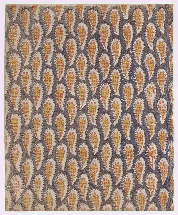Framed Print : Sheet with overall paisley pattern, 19th century. Creator: Anon Framed Print : Sheet with overall paisley pattern, 19th century. Creator: Anon