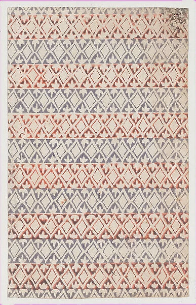 Sheet with overall pattern of diamond shapes, 19th century. Creator: Anon
