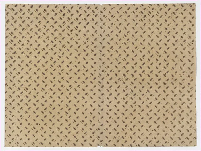 Framed Print : Sheet with overall pattern of dots and dashes, 19th century. Creator: Anon Framed Print : Sheet with overall pattern of dots and dashes, 19th century. Creator: Anon