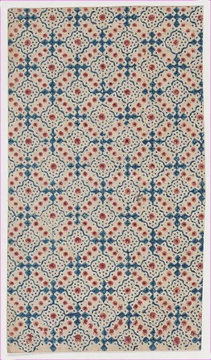 Framed Print : Sheet with an overall pattern of dots and squares, 19th century Creator: Anon Framed Print : Sheet with an overall pattern of dots and squares, 19th century Creator: Anon