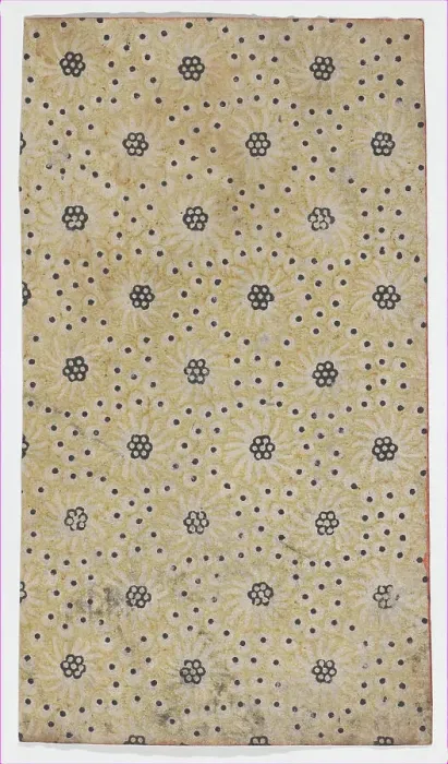 Framed Print : Sheet with overall pattern of flowers and dots, 19th century. Creator: Anon Framed Print : Sheet with overall pattern of flowers and dots, 19th century. Creator: Anon