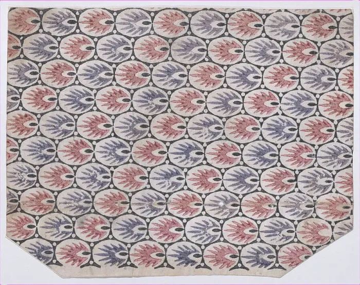 Framed Print : Sheet with overall pattern of pointed shapes within ovals, 19th century. Creator: Anon Framed Print : Sheet with overall pattern of pointed shapes within ovals, 19th century. Creator: Anon