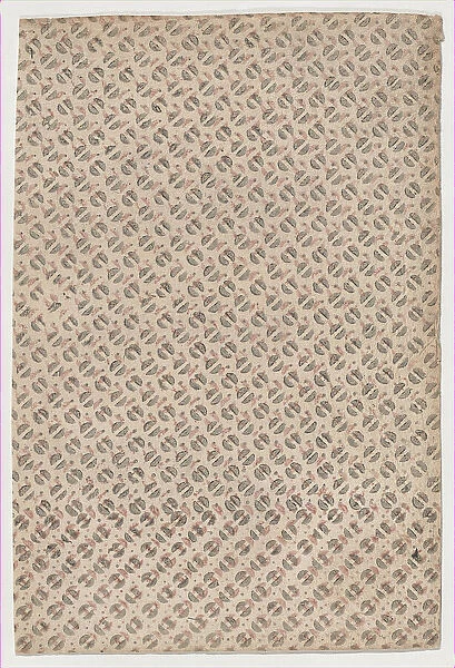Sheet with an overall pattern of semicircles, 19th century. Creator: Anon