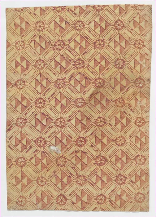 Framed Print : Sheet with overall pattern of triangles and rosettes, 19th century. Creator: Anon Framed Print : Sheet with overall pattern of triangles and rosettes, 19th century. Creator: Anon